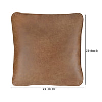 20 x 20 Leatherette Accent Pillow, Set of 4, Brown