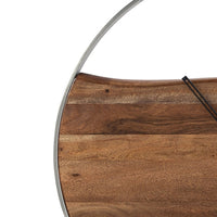 36 Inches Wall Clock with Faux Live Edge Design, Brown and Silver  - BM238388