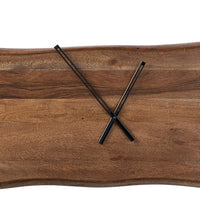 36 Inches Wall Clock with Faux Live Edge Design, Brown and Silver  - BM238388