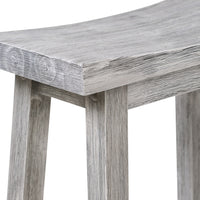 Saddle Design Wooden Counter Stool with Grain Details, Gray - BM239730