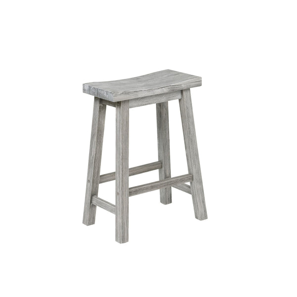 Saddle Design Wooden Counter Stool with Grain Details, Gray - BM239730