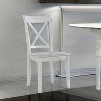 Wooden Dining Chair with X Shaped Back, Set of 2, White - BM239757