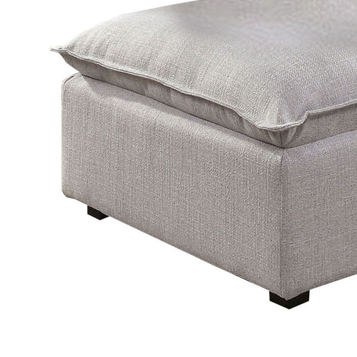 Fabric Upholstered Ottoman with Pillow Top Seat and Welt Trim, Gray - BM239782