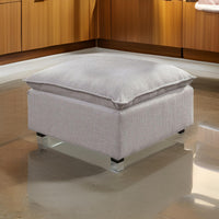 Fabric Upholstered Ottoman with Pillow Top Seat and Welt Trim, Gray - BM239782