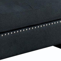 Nailhead Trim Fabric Upholstered Ottoman with Box Cushion Seat, Dark Gray - BM239787