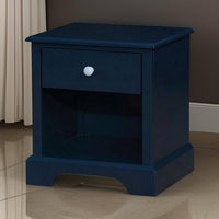 Transitional 1 Drawer Wooden Nightstand with Open Compartment, Blue - BM239794