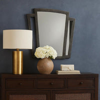 Tapered Fabric Frame Mirror with Mounting Hardware, Dark Gray - BM239798