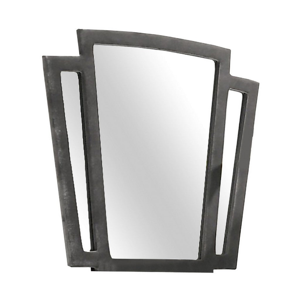 Tapered Fabric Frame Mirror with Mounting Hardware, Dark Gray - BM239798