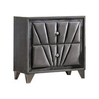 2 Drawer Fabric Frame Nightstand with Tufted Accent, Gray - BM239799