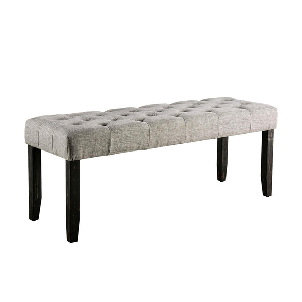 48 Inches Bench with Tufted Seat and Chamfered Legs, Light Gray - BM239821