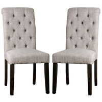 Side Chair with Button Tufted Backrest, Set of 2, Gray - BM239822