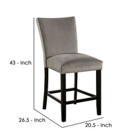 Counter Height Side Chair with Padded Seating, Set of 2, Gray - BM239826