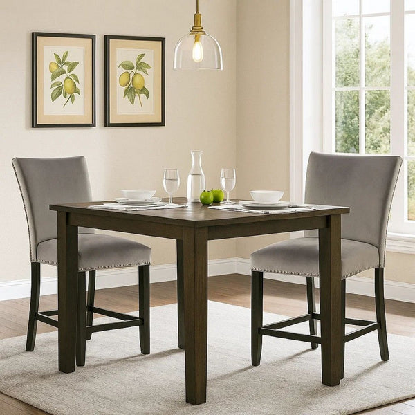 Counter Height Side Chair with Padded Seating, Set of 2, Gray - BM239826