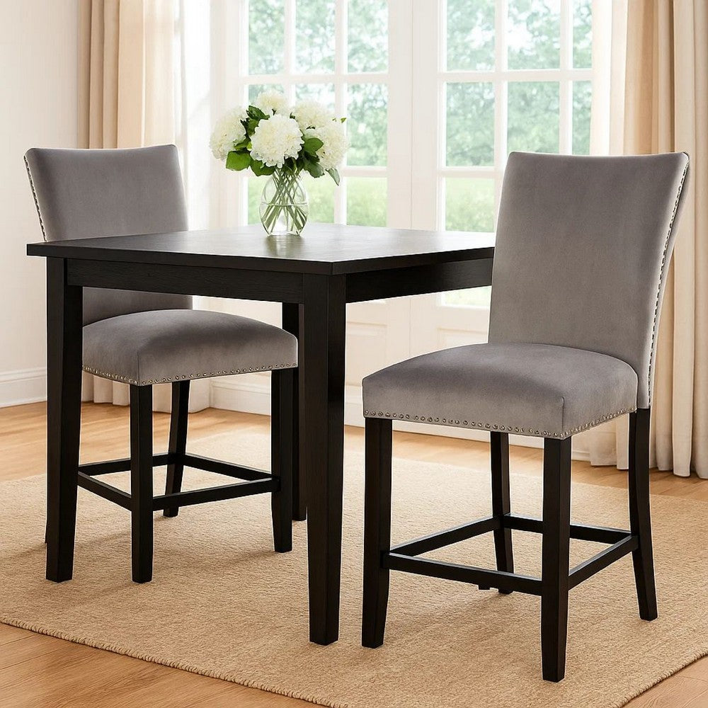 Counter Height Side Chair with Padded Seating, Set of 2, Gray - BM239826