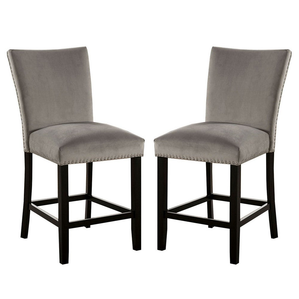 Counter Height Side Chair with Padded Seating, Set of 2, Gray - BM239826