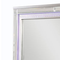 50 Inch Contemporary Textured Mirror with LED, Silver - BM240029