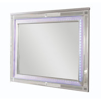 50 Inch Contemporary Textured Mirror with LED, Silver - BM240029