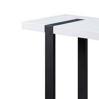 Two Tone Modern Sofa Table with Metal Legs, White and Black - BM240040
