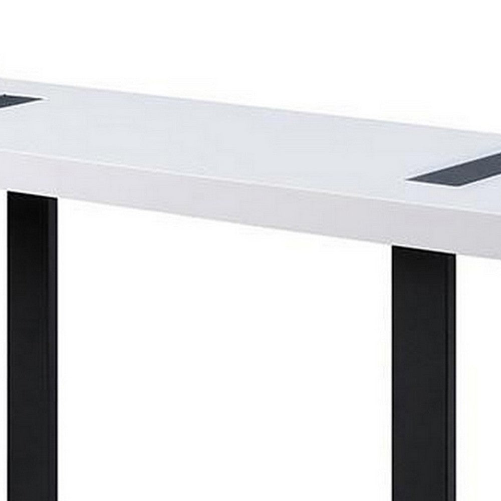 Two Tone Modern Sofa Table with Metal Legs, White and Black - BM240040