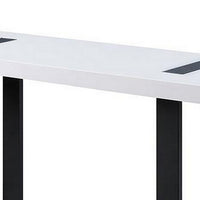 Two Tone Modern Sofa Table with Metal Legs, White and Black - BM240040