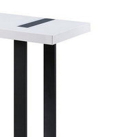 Two Tone Modern Sofa Table with Metal Legs, White and Black - BM240040