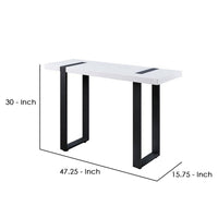 Two Tone Modern Sofa Table with Metal Legs, White and Black - BM240040