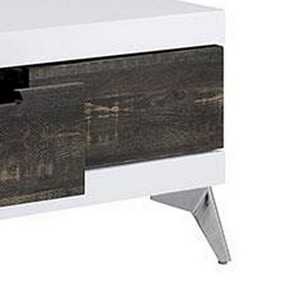 Two Tone Coffee Table with Open Shelf, White and Brown - BM240042