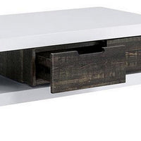 Two Tone Coffee Table with Open Shelf, White and Brown - BM240042