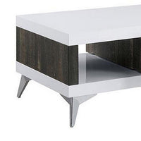 Two Tone Coffee Table with Open Shelf, White and Brown - BM240042