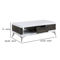 Two Tone Coffee Table with Open Shelf, White and Brown - BM240042