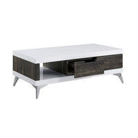 Two Tone Coffee Table with Open Shelf, White and Brown - BM240042
