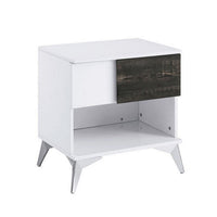 Two Tone End Table with Open Shelf, White and Brown - BM240043