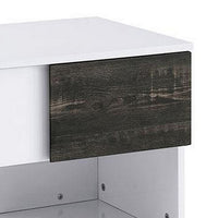 Two Tone End Table with Open Shelf, White and Brown - BM240043