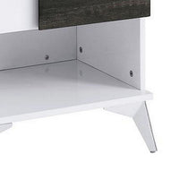 Two Tone End Table with Open Shelf, White and Brown - BM240043