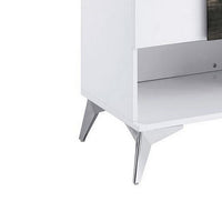 Two Tone End Table with Open Shelf, White and Brown - BM240043