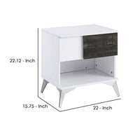 Two Tone End Table with Open Shelf, White and Brown - BM240043