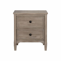 2 Drawer Wooden Nightstand with Round Knobs, Gray - BM240048