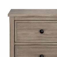 2 Drawer Wooden Nightstand with Round Knobs, Gray - BM240048