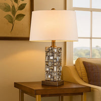 Table Lamp with Abstract Mirror Block Base, Bronze - BM240307