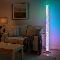 Floor Lamp with LED Bulbs and Wireless Remote Control, Silver - BM240323
