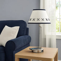 Table Lamp with Wireless Charging and USB Port, Silver - BM240339