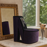 High Heel Shoe Jewelry Box with 3 Hooks and Storage, Purple - BM240355