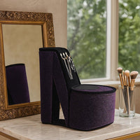 High Heel Shoe Jewelry Box with 3 Hooks and Storage, Purple - BM240355