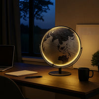 Globe Accent Decor with Inbuilt LED, Black and Gray - BM240408