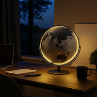 Globe Accent Decor with Inbuilt LED, Black and Gray - BM240408