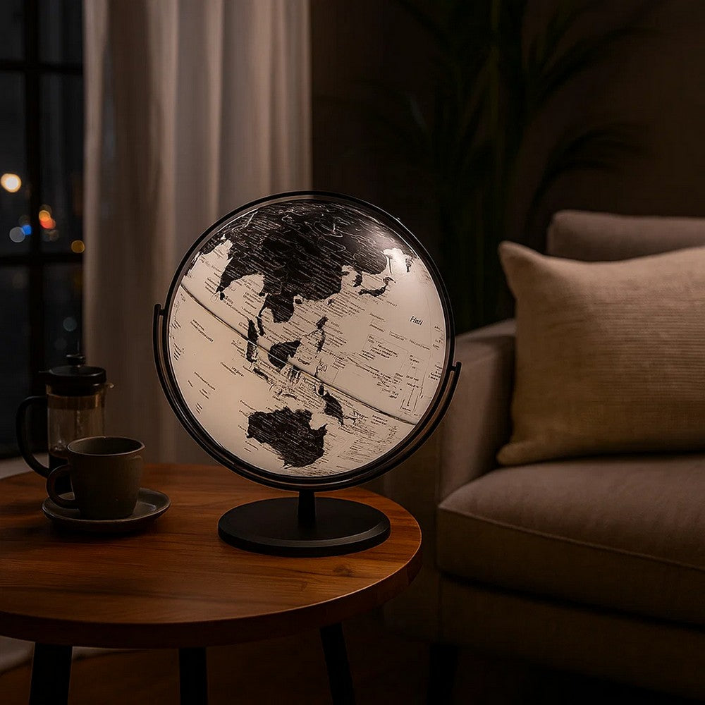 Globe Accent Decor with Inbuilt LED, Black and Gray - BM240408