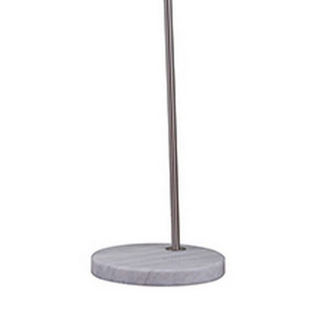 Floor Lamp with Curved Metal Frame and Drum Shade, Silver - BM240435