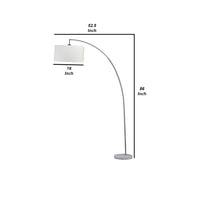 Floor Lamp with Curved Metal Frame and Drum Shade, Silver - BM240435