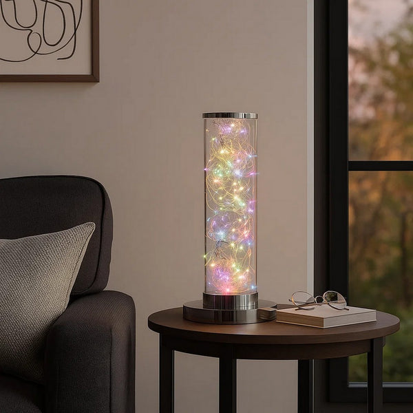 Column Table Lamp with Integrated Multicolored LED, Clear - BM240870