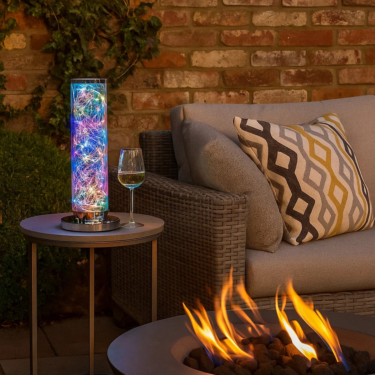 Column Table Lamp with Integrated Multicolored LED, Clear - BM240870